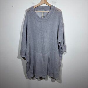Cynthia Ashby Cotton Open Knit Tunic Dress Size Small Blue Lagenlook Minimalist